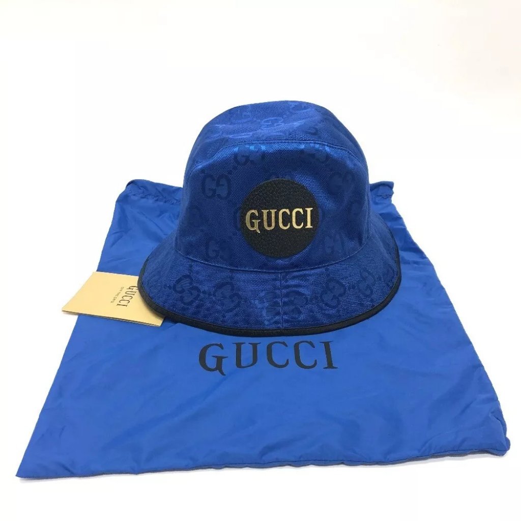 Auth Gucci 627115 Off The Grid Bucket Hat Fedora Hat Nylon Blue/Black